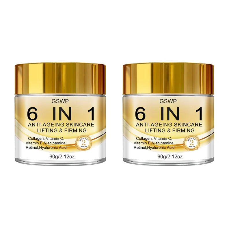 GSWP 6-in-1 Moisturising face Cream, with Collagen, Deep Hydration, Anti-Ageing Skincare, Suitable for All Skin Types. 60g/120g