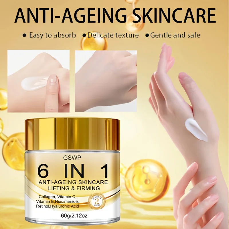 GSWP 6-in-1 Moisturising face Cream, with Collagen, Deep Hydration, Anti-Ageing Skincare, Suitable for All Skin Types. 60g/120g