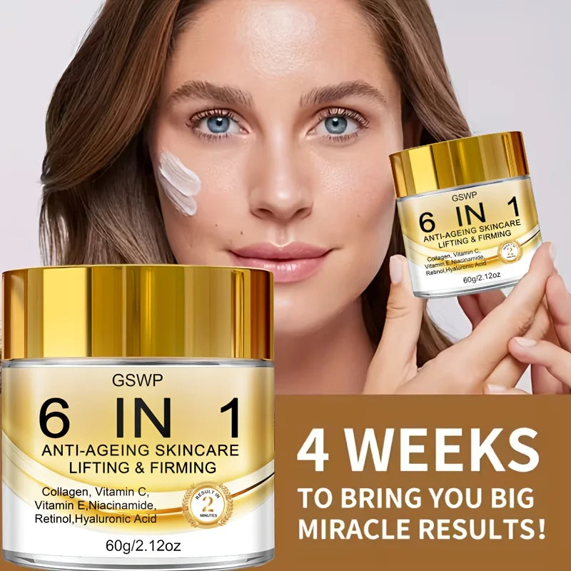 GSWP 6-in-1 Moisturising face Cream, with Collagen, Deep Hydration, Anti-Ageing Skincare, Suitable for All Skin Types. 60g/120g