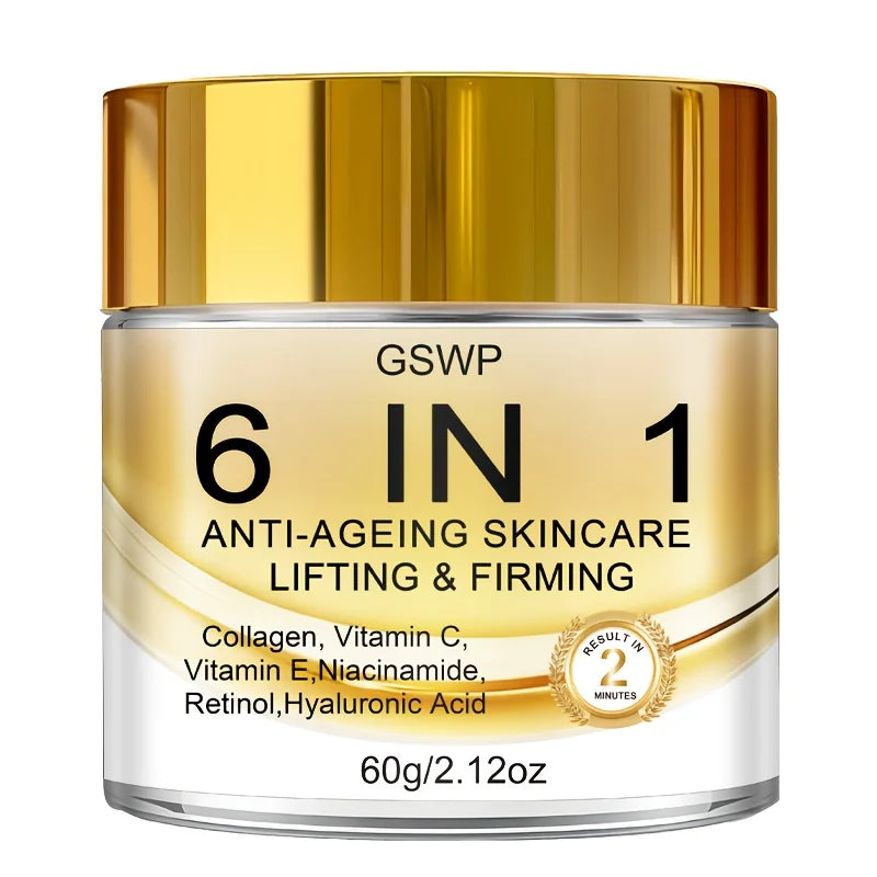 GSWP 6-in-1 Moisturising face Cream, with Collagen, Deep Hydration, Anti-Ageing Skincare, Suitable for All Skin Types. 60g/120g