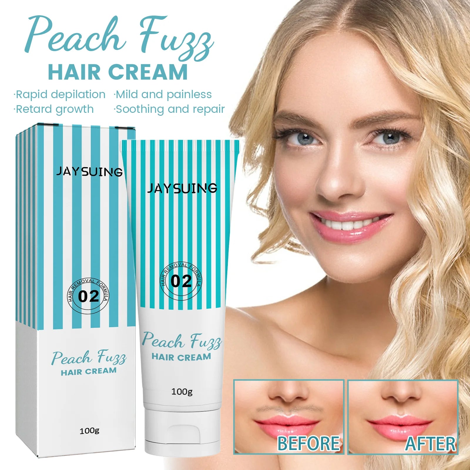 JAYSUING Herbal Face Lip Hair Removal Cream for Women and Men Aloe Scented Permanent Hair Removal for Face