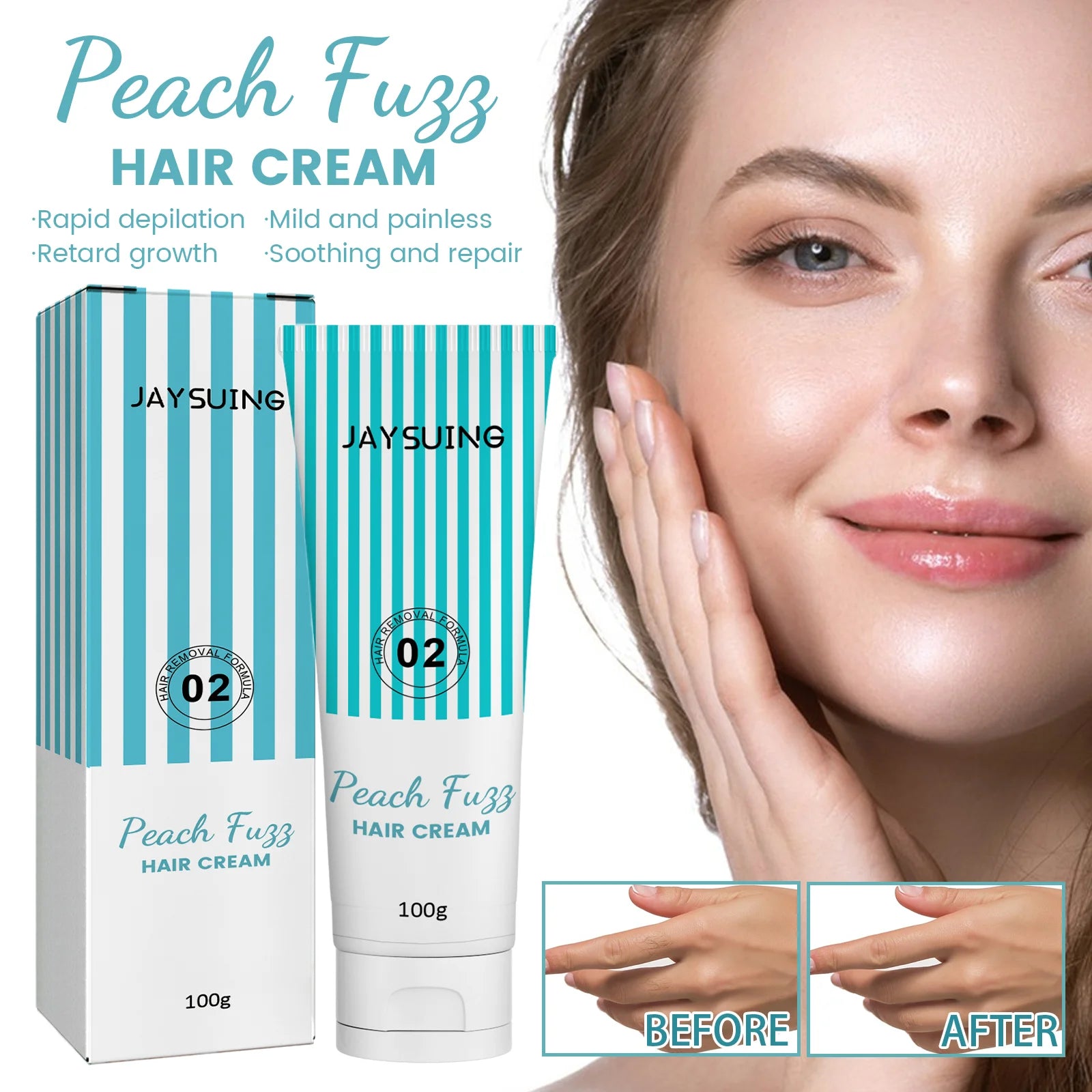 JAYSUING Herbal Face Lip Hair Removal Cream for Women and Men Aloe Scented Permanent Hair Removal for Face