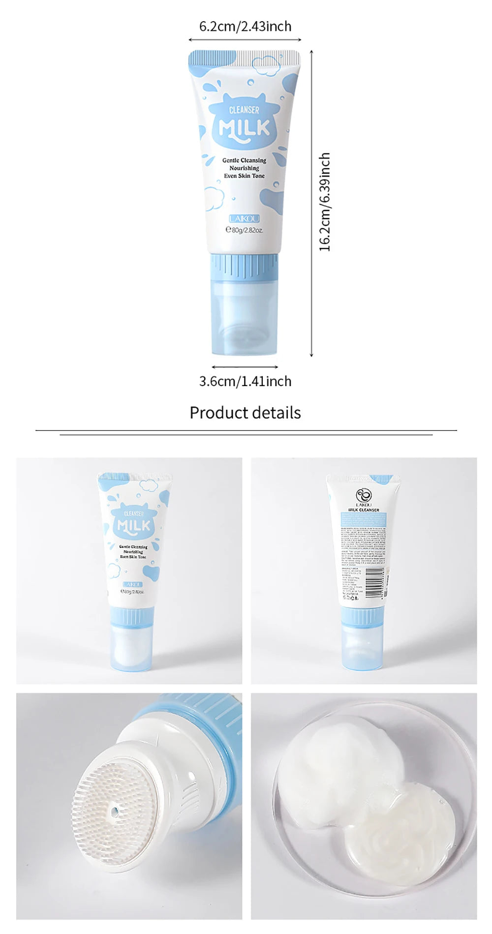 Korean Milk Facial Cleanser 80g – Deep Moisture, Oil Control & Glowing Skin | Hyaluronic Acid, pH-Balanced for Dry/Oily Skin