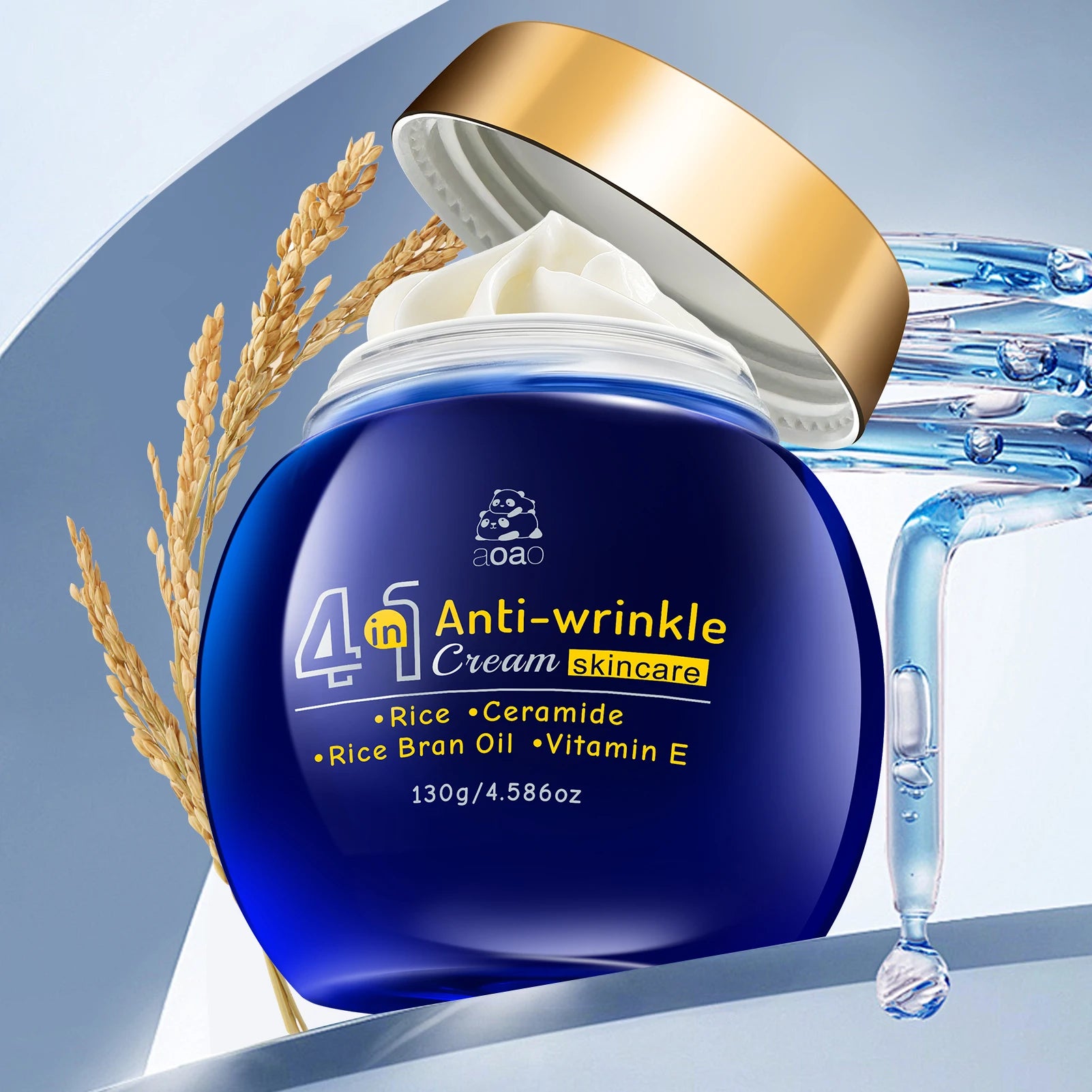 4-in-1 Anti-Wrinkle Cream with Rice, Ceramides, Rice Bran Oil, and Vitamin E – Essence Nourishing Hydrating Anti-Aging Cream.