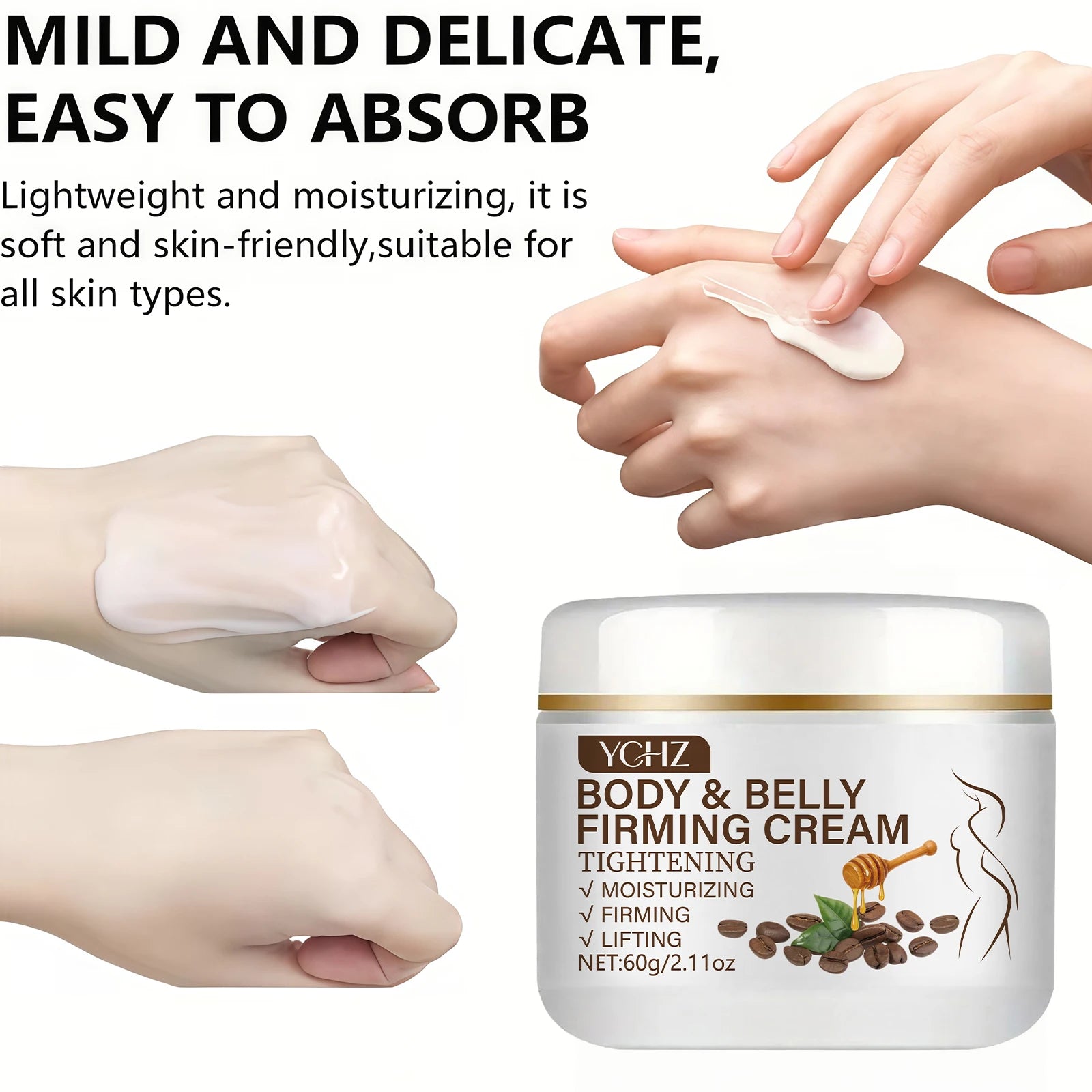 Caffeine Moisturizing Cream, Provides Moisturizing and Lifting Effects, Non-Greasy, Suitable for Arms, Thighs, and Abdomen, Multi-Functional Moisturizing Cream Rich in Coffee Seed Extract