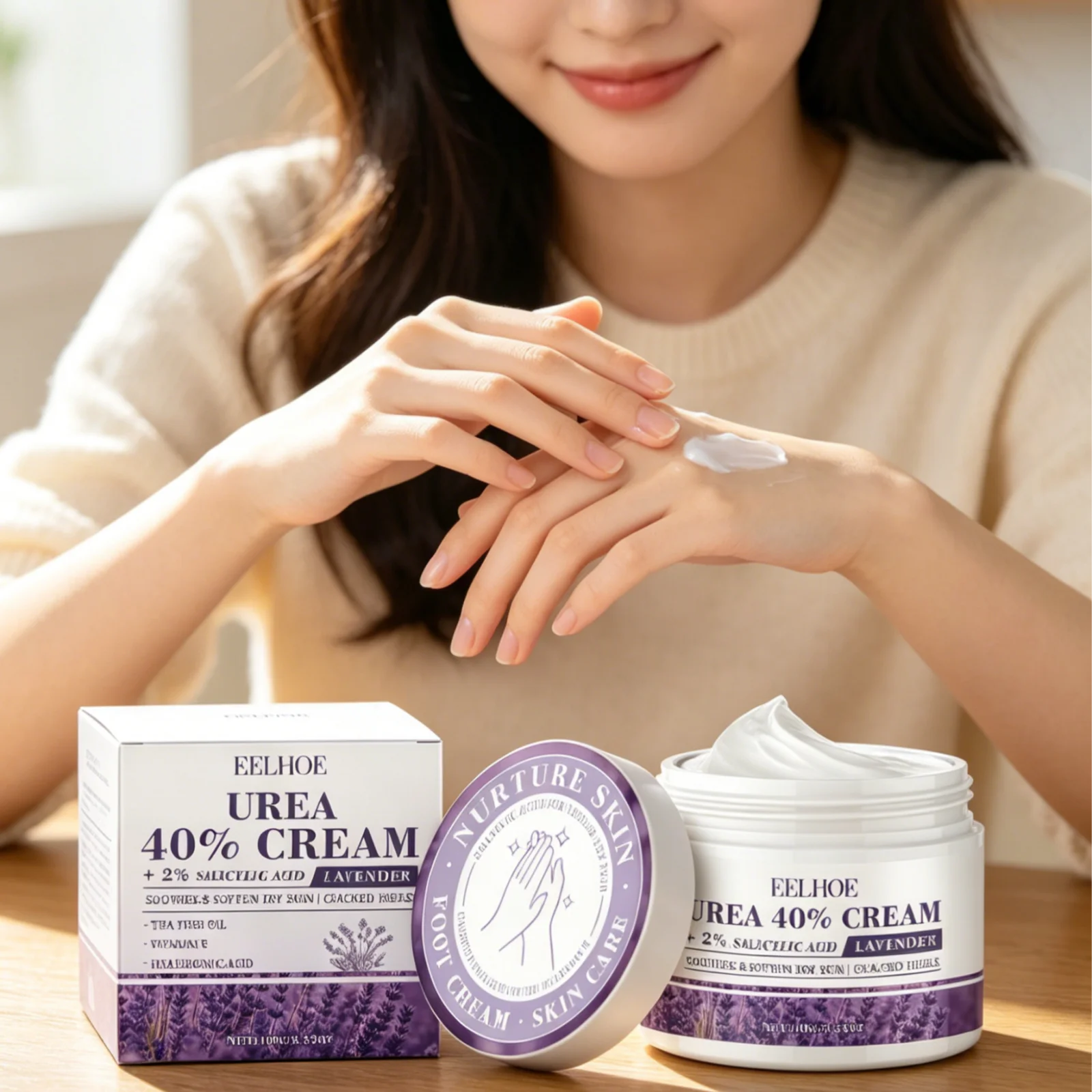 EELHOE Urea Cream 40% Repair Cracked Heels Soften Rough Skin Smoothing Deep Hydration Fast Absorption Hand Foot Care Cream 100g