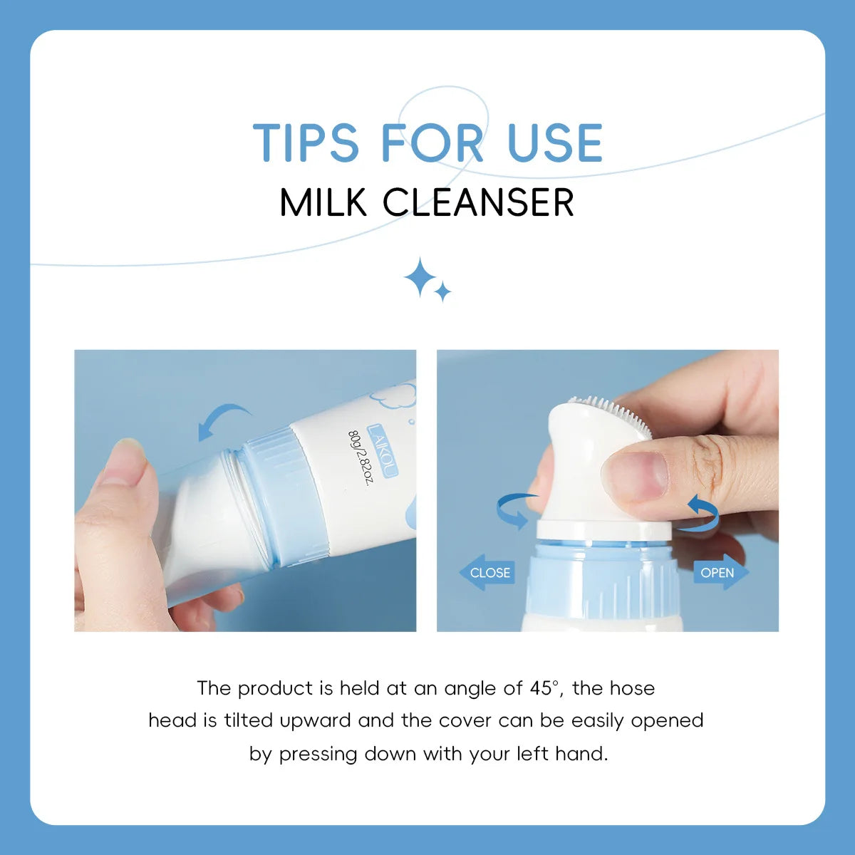 Laikou Milk Face Cleanser Facial Scrub Cleansing Wash Foam Mossee Acne Oil Control Blackhead Remover Shrink Pores Skin Care 80g