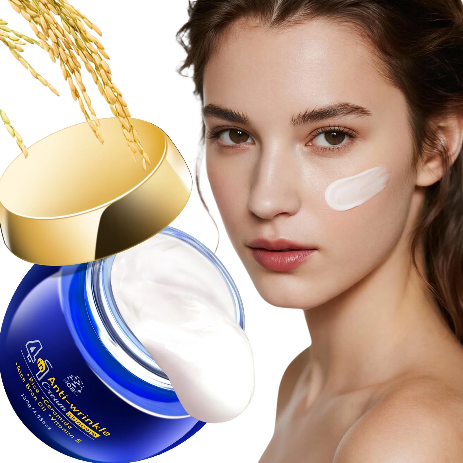 4-in-1 Anti-Wrinkle Cream with Rice, Ceramides, Rice Bran Oil, and Vitamin E – Essence Nourishing Hydrating Anti-Aging Cream.