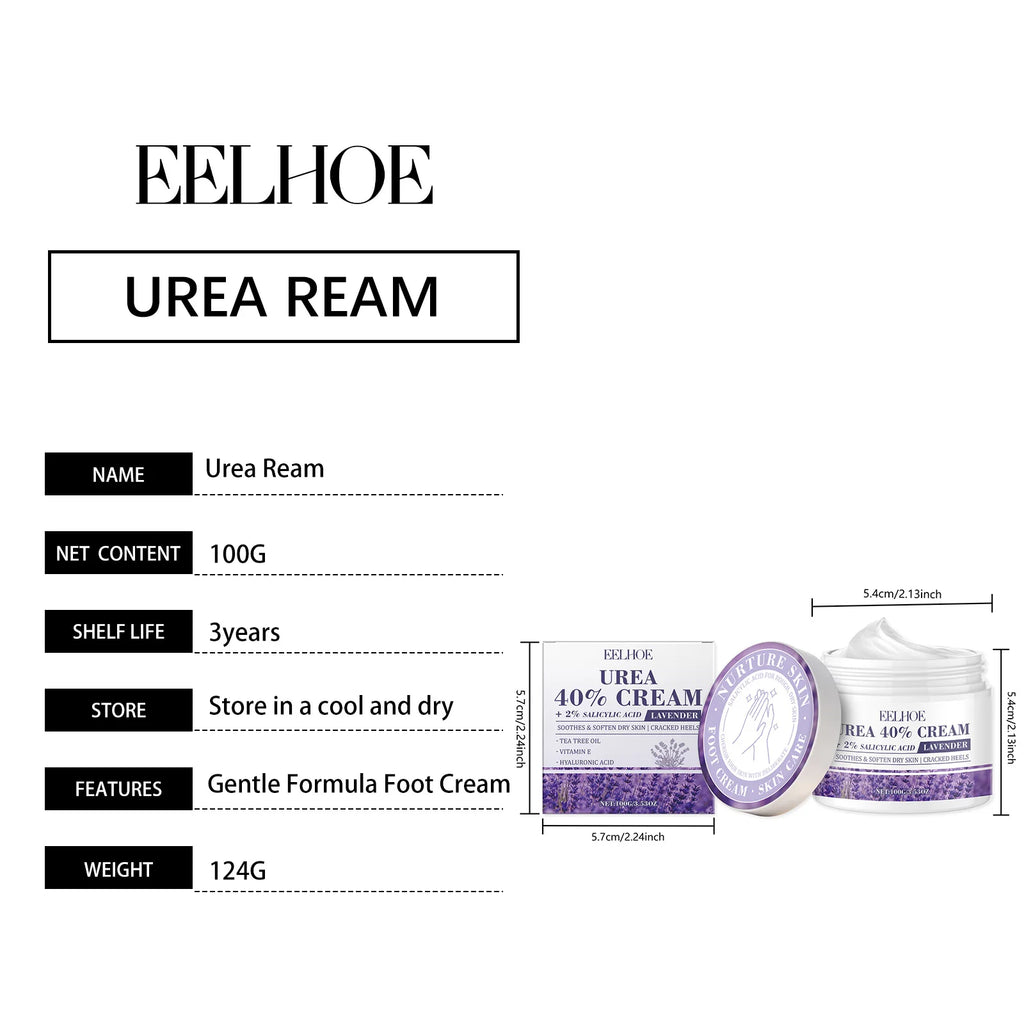 EELHOE Urea Cream 40% Repair Cracked Heels Soften Rough Skin Smoothing Deep Hydration Fast Absorption Hand Foot Care Cream 100g