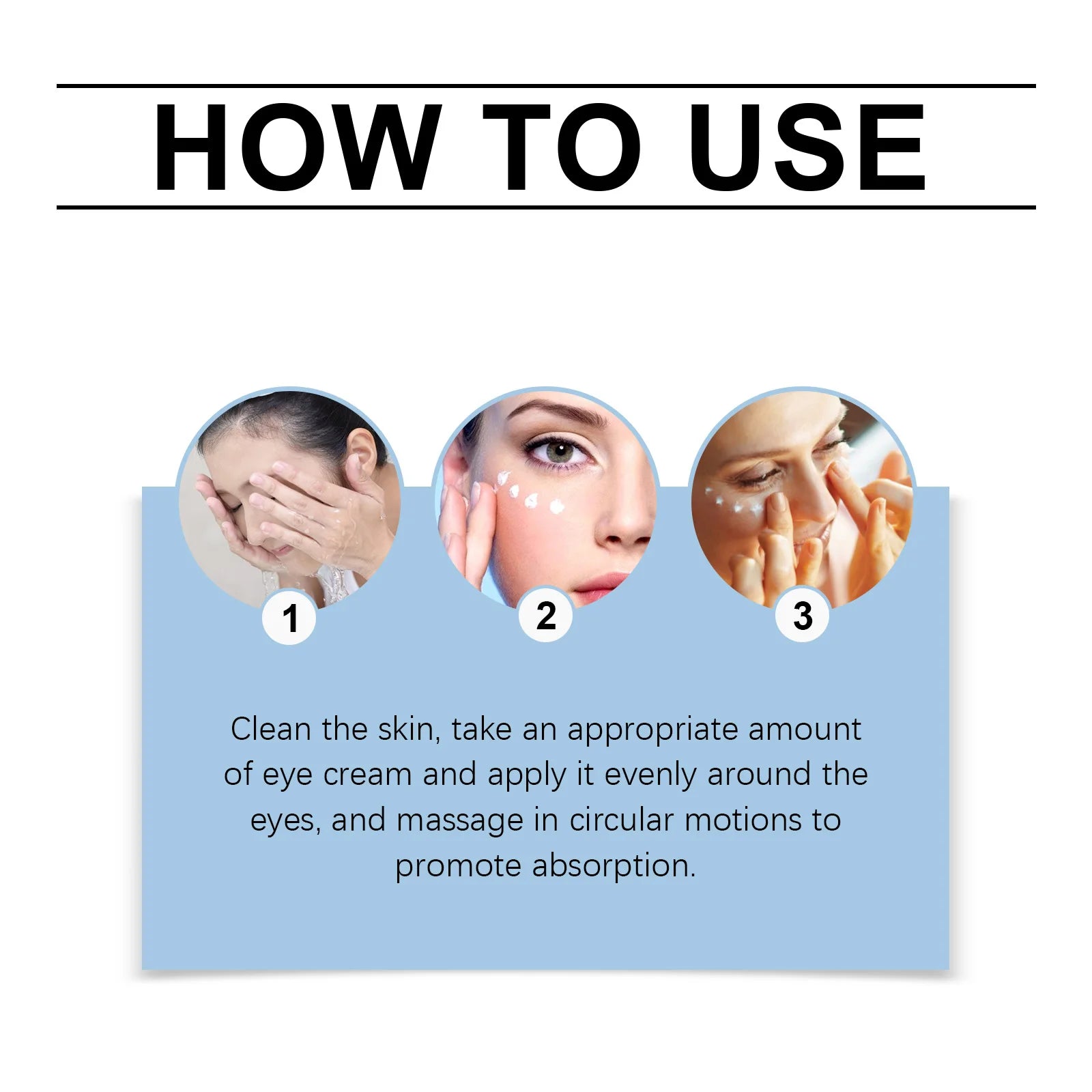 Moisturizing Eye Cream: Gentle, Soft and Hydrating Care for the Eye Area. Apply and massage.