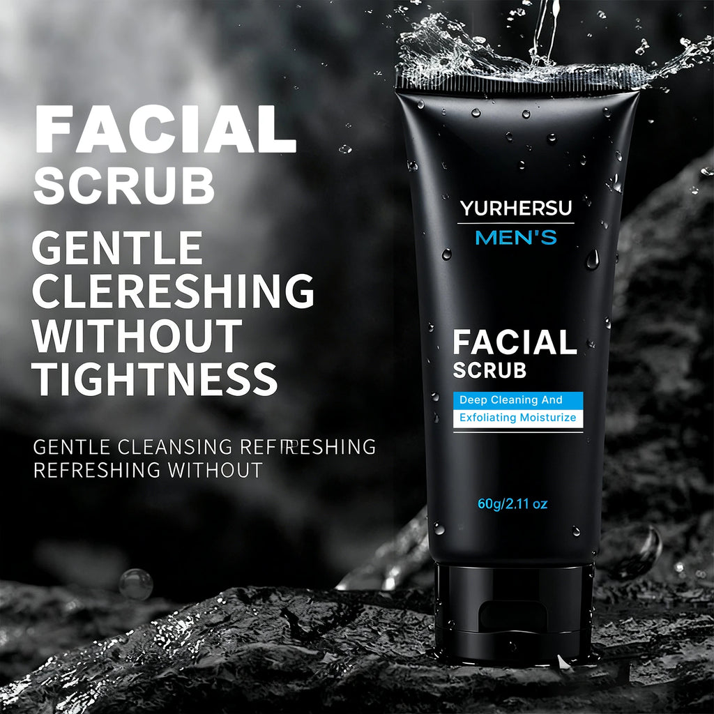 Oil Control Exfoliating Face Scrub for Men - Deep Pore Cleansing, Acne, Blackhead Removal, Oily Skin, Post-Shave, 60g
