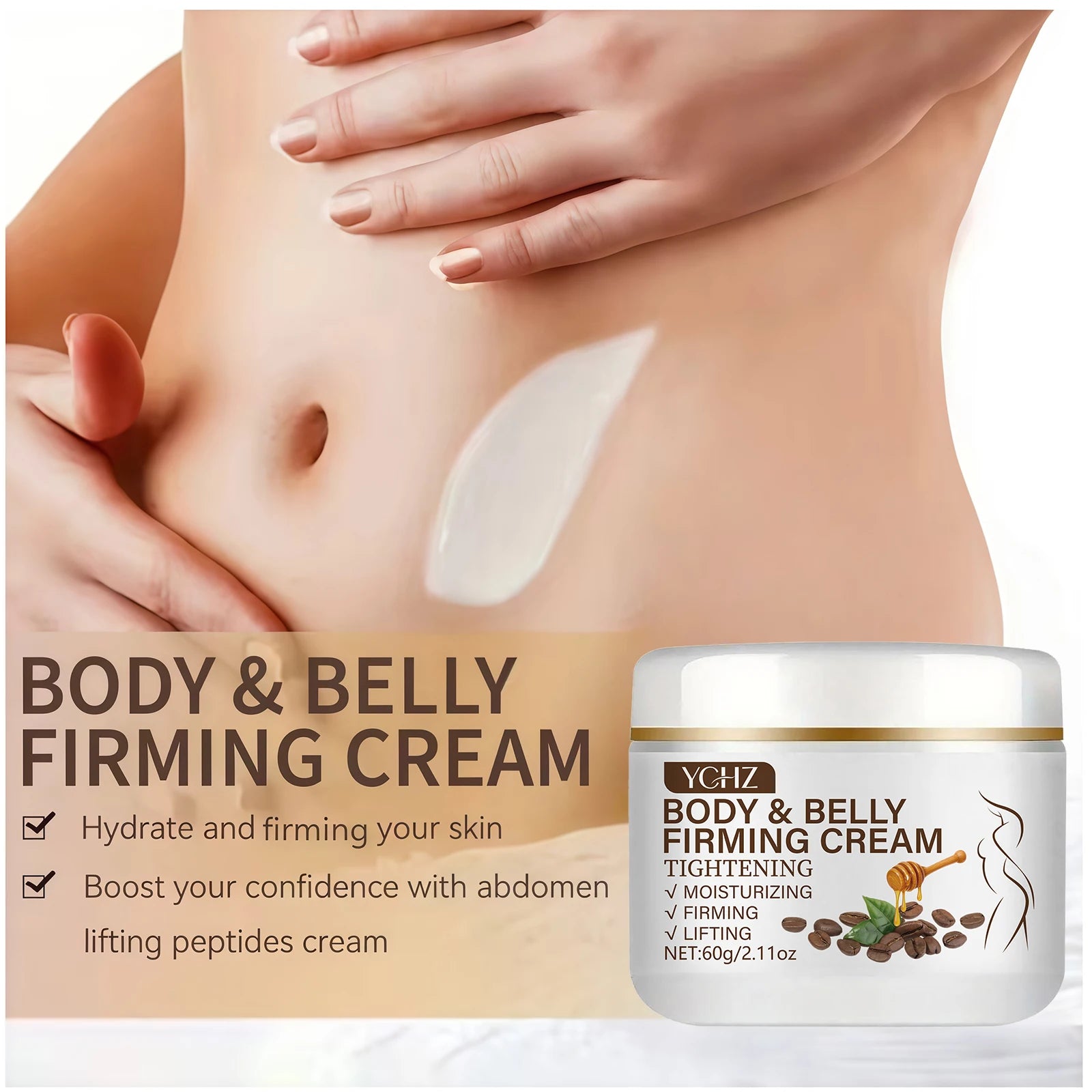 Caffeine Moisturizing Cream, Provides Moisturizing and Lifting Effects, Non-Greasy, Suitable for Arms, Thighs, and Abdomen, Multi-Functional Moisturizing Cream Rich in Coffee Seed Extract