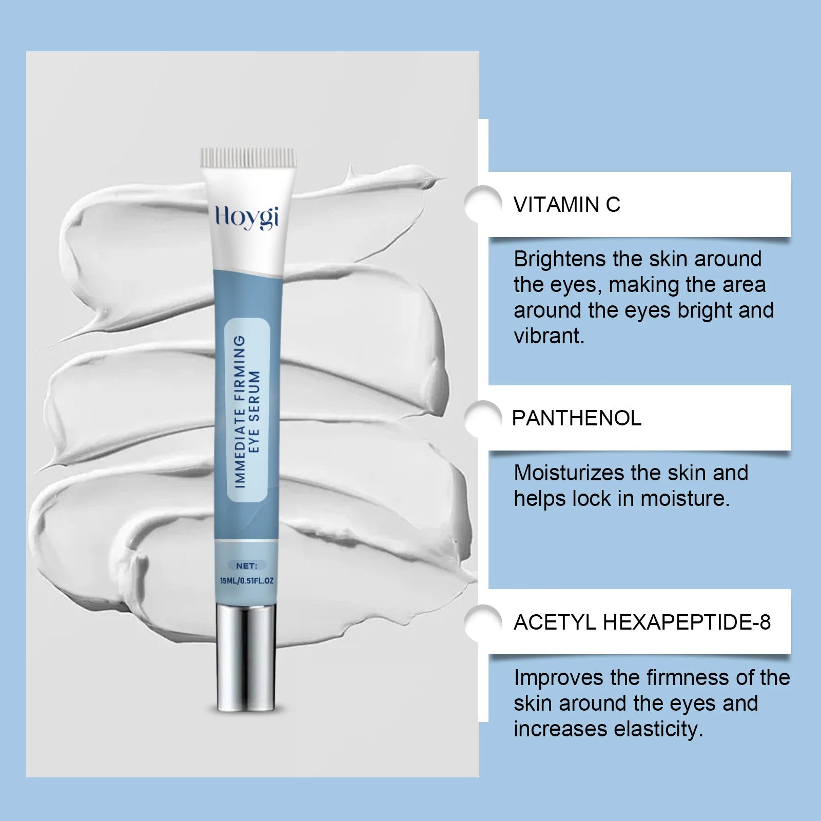 Moisturizing Eye Cream: Gentle, Soft and Hydrating Care for the Eye Area. Apply and massage.