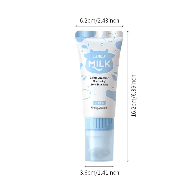 Korean Milk Facial Cleanser 80g – Deep Moisture, Oil Control & Glowing Skin | Hyaluronic Acid, pH-Balanced for Dry/Oily Skin