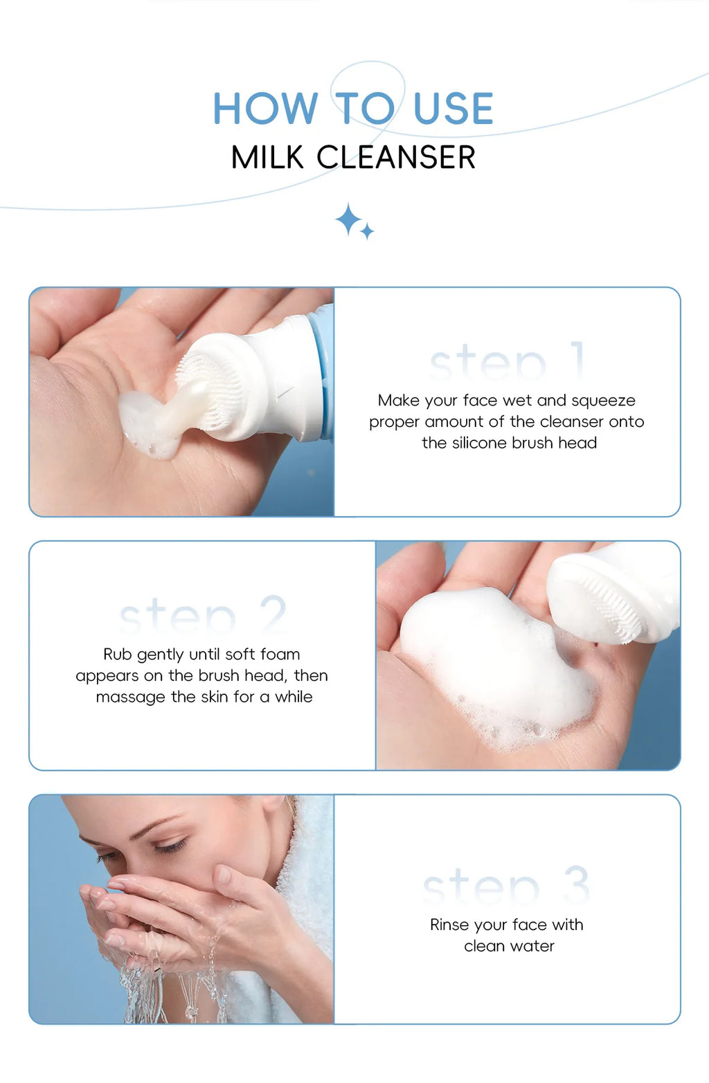 Laikou Milk Face Cleanser Facial Scrub Cleansing Wash Foam Mossee Acne Oil Control Blackhead Remover Shrink Pores Skin Care 80g