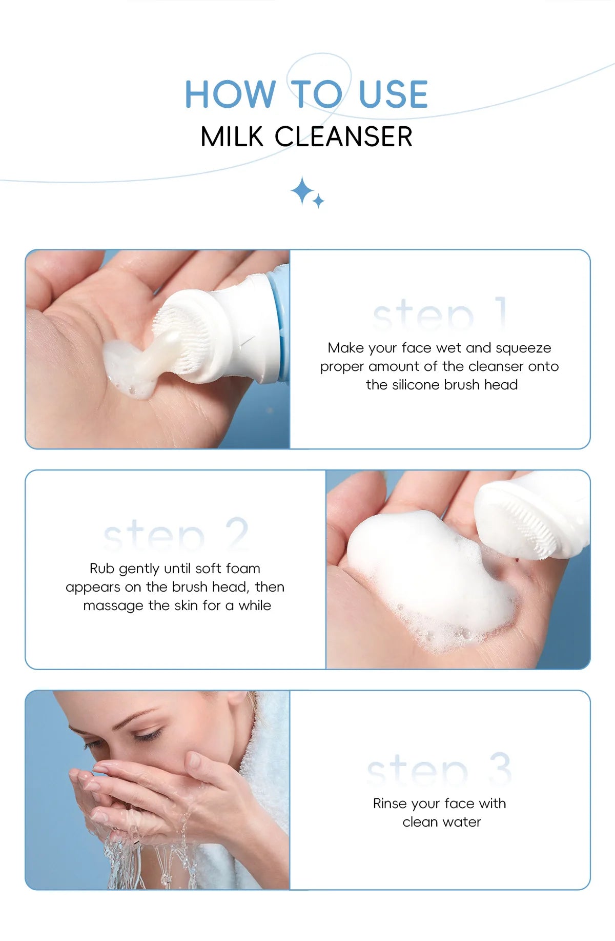 Laikou Milk Face Cleanser Facial Scrub Cleansing Wash Foam Mossee Acne Oil Control Blackhead Remover Shrink Pores Skin Care 80g