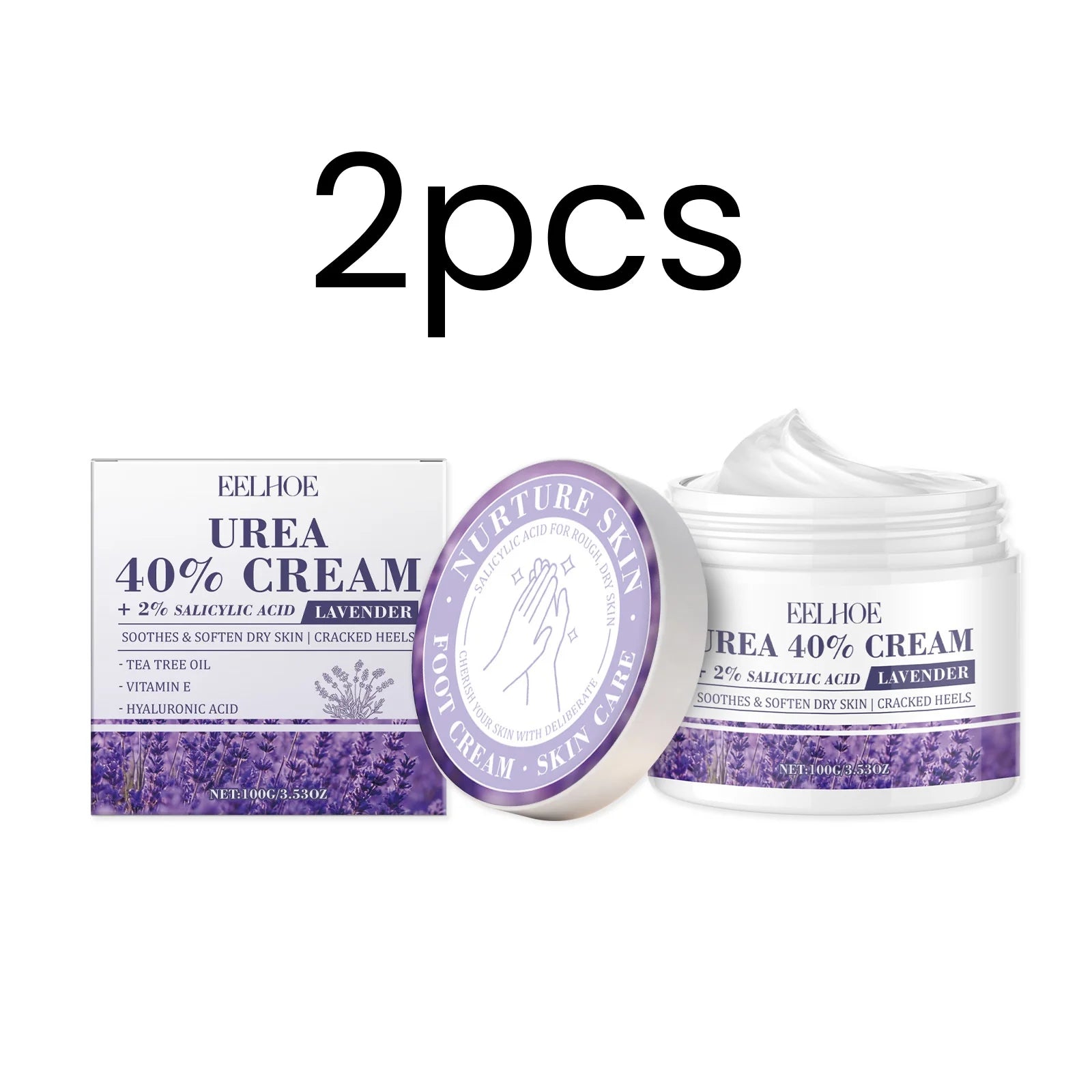 EELHOE Urea Cream 40% Repair Cracked Heels Soften Rough Skin Smoothing Deep Hydration Fast Absorption Hand Foot Care Cream 100g