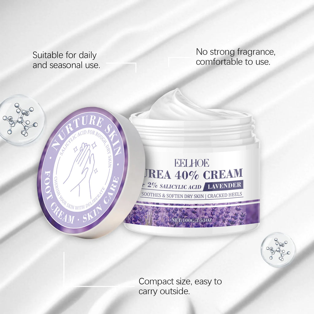 EELHOE Urea Cream 40% Repair Cracked Heels Soften Rough Skin Smoothing Deep Hydration Fast Absorption Hand Foot Care Cream 100g