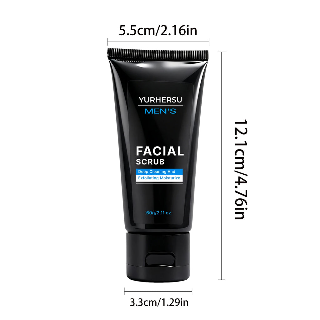 Oil Control Exfoliating Face Scrub for Men - Deep Pore Cleansing, Acne, Blackhead Removal, Oily Skin, Post-Shave, 60g