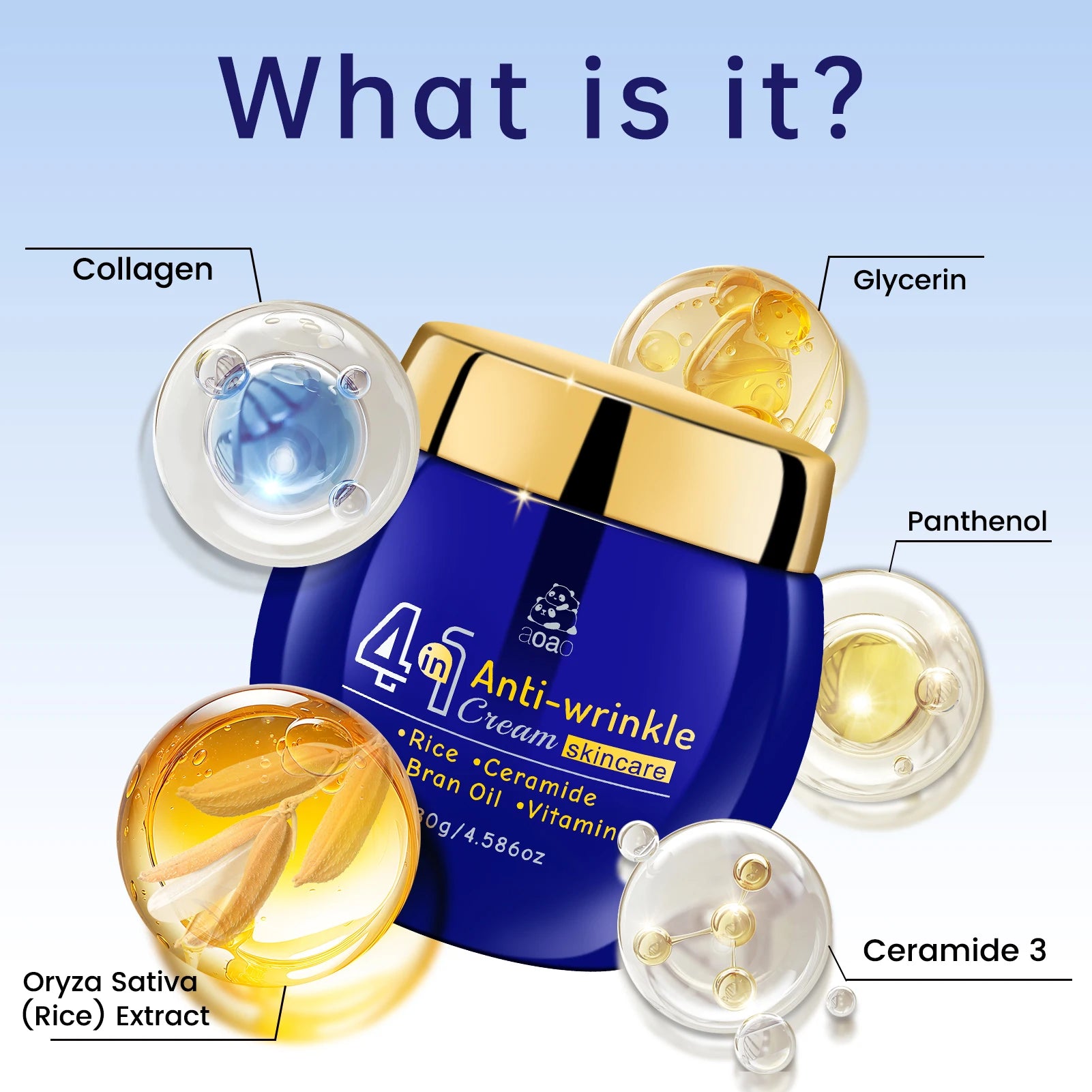 4-in-1 Anti-Wrinkle Cream with Rice, Ceramides, Rice Bran Oil, and Vitamin E – Essence Nourishing Hydrating Anti-Aging Cream.